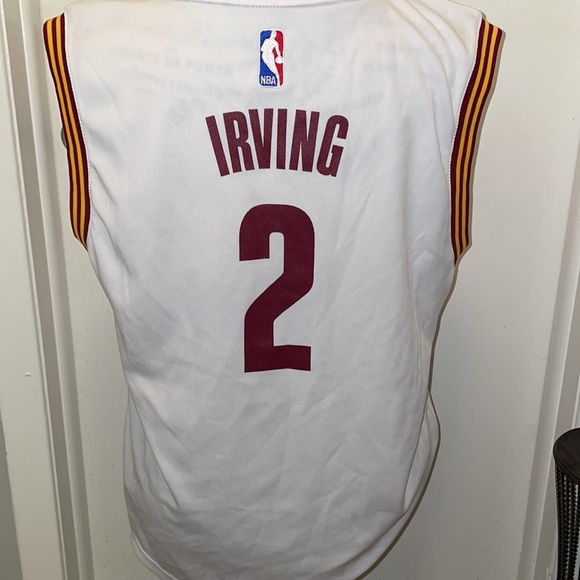 Adidas Sleeveless Jersey- “IRVING” #2 - white with maroon & gold trim SZ Y-Lg - Picture 5 of 6